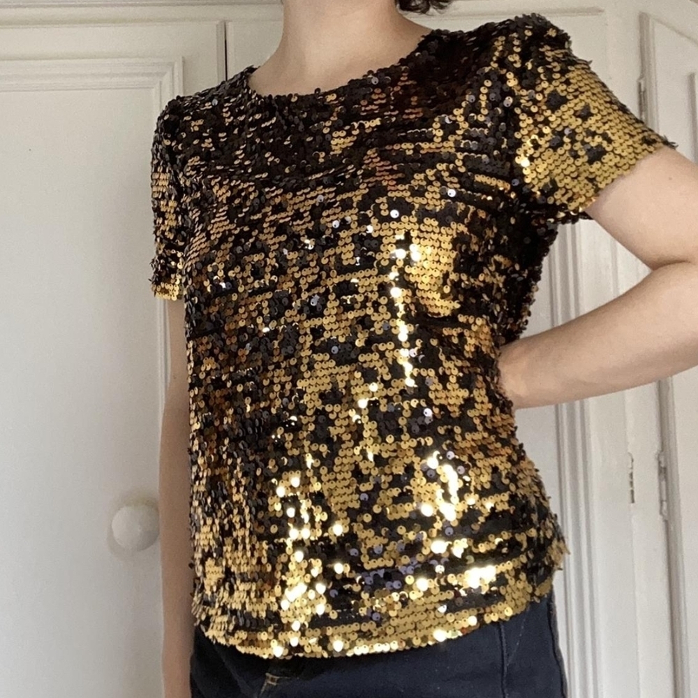 NWT Topshop Sequin Short Sleeve Top – Size Small US 4